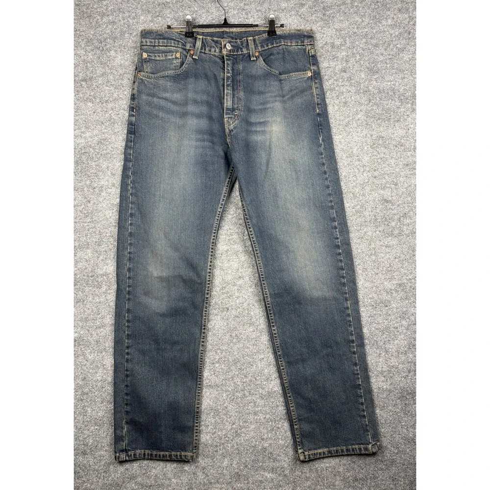 Levis 505 Jeans Mens 36x32 Regular Fit Blue Stretch Straight Denim Pants